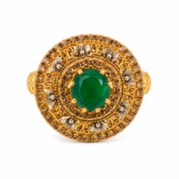 Emerald-Green-Stone-Round-Gold-Ring–Traditional-Pakistani-Design