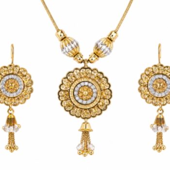 Royal-Floral-Gold-Plated-Pendant-Set-with-Earrings