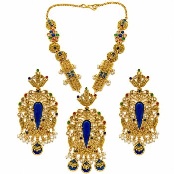 Antique Blue Stone Bridal Necklace Set
