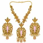 Antique Pink Stone Bridal Necklace Set