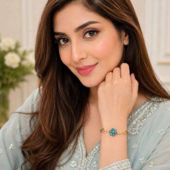 Blue Floral Crystal Bracelet for Women