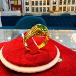 Elegant Green Stone Gold Ring for Men