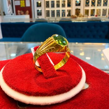Elegant Green Stone Gold Ring for Men
