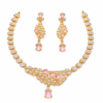 Pink Crystal Bridal Necklace Set