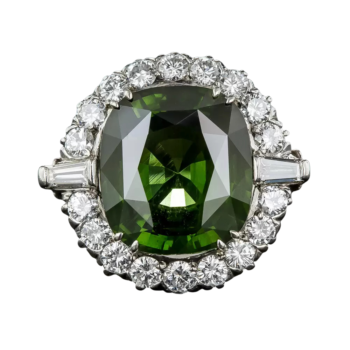 Green Zircon Silver Ring